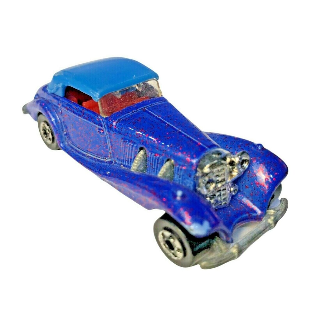 Vintage Hot Wheels Mercedes 540K Metal flake Blue #164 Malaysia 1:64 Diecast